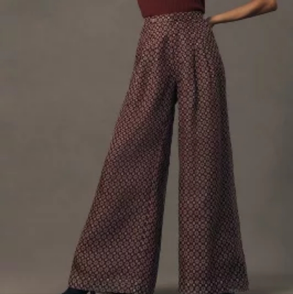 Anthropologie Pants - ANTHROPOLOGIE AVERY PLEATED WIDE-LEG TROUSERS BY MAEVE SHEER SILK EDITION SIZE 6
